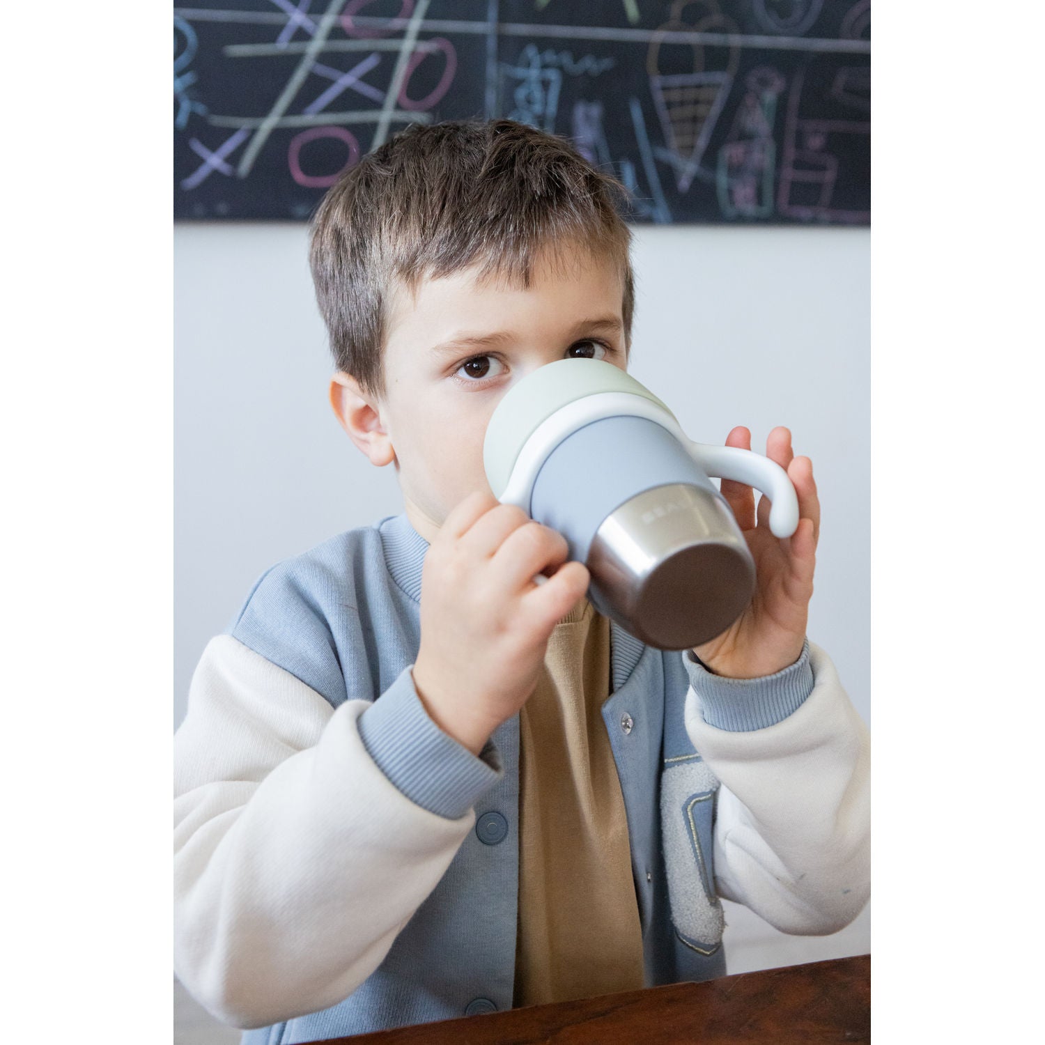 Beaba Click & Drink 360 Stainless Steel Learning Cup 240ml - Pebble