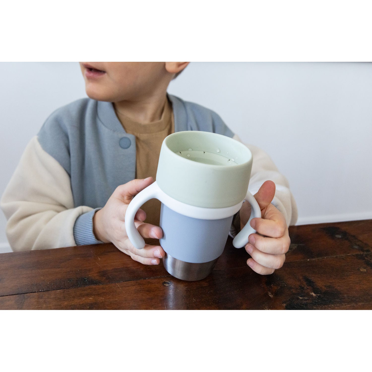Beaba Click & Drink 360 Stainless Steel Learning Cup 240ml - Pebble