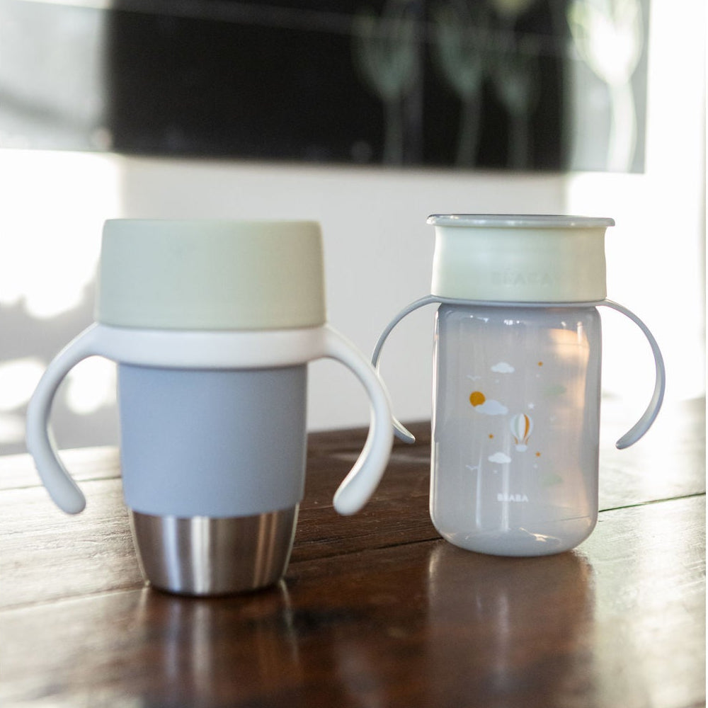 Beaba Click & Drink 360 Stainless Steel Learning Cup 240ml - Pebble
