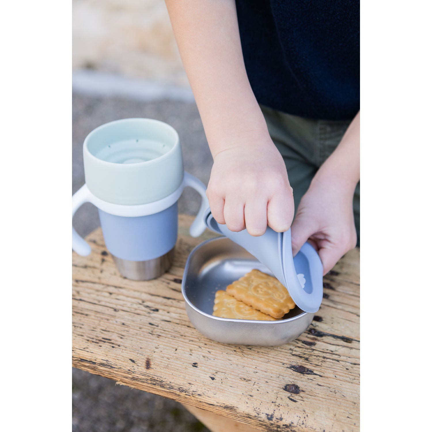 Beaba Click & Drink 360 Stainless Steel Learning Cup 240ml - Pebble