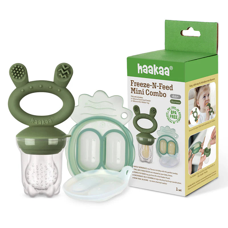 Haakaa Freeze-N-Feed Mini Combo - Feeder + Pea Green Tray (Assorted Colours)
