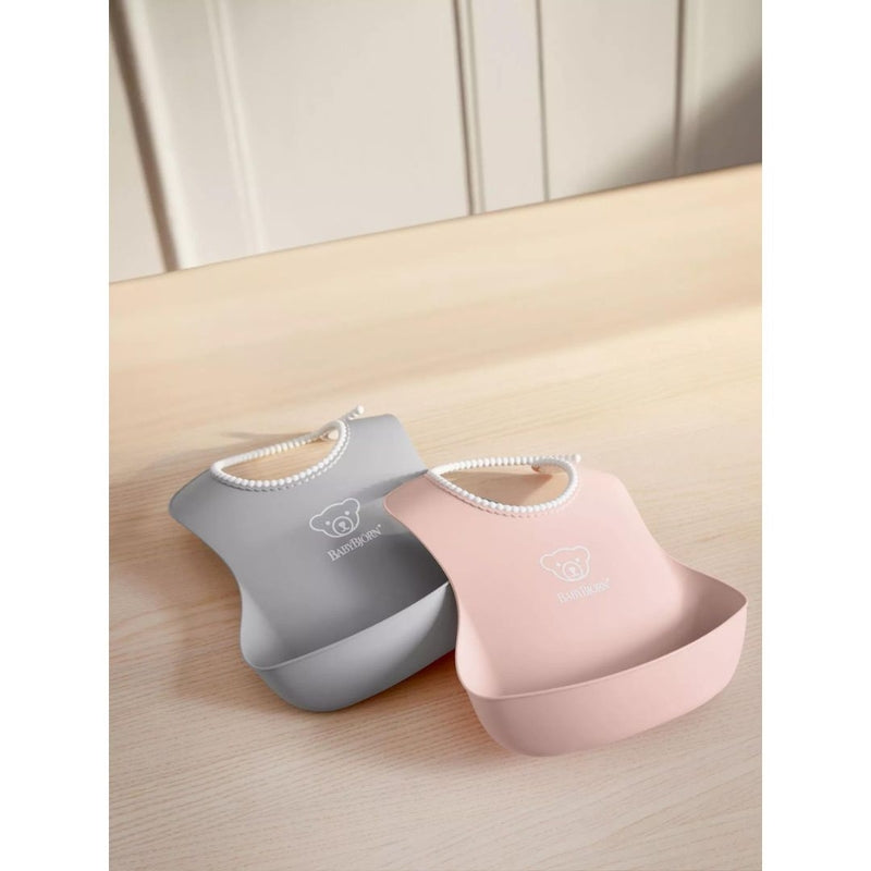 BabyBjorn Baby Bib 2-Pack - Grey/Powder Pink