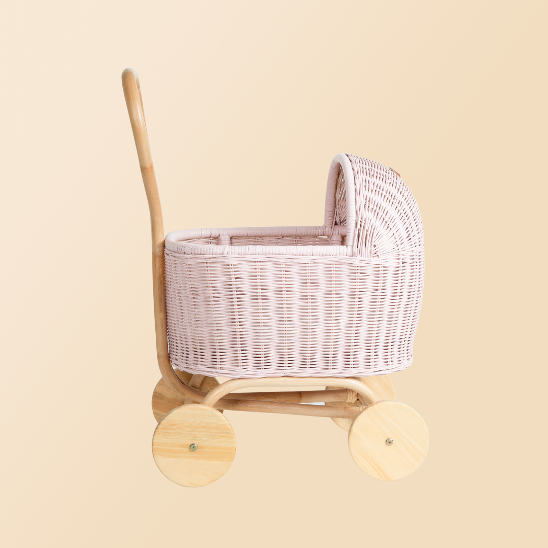 MOMIJI Colette Rattan Doll Stroller - Pink