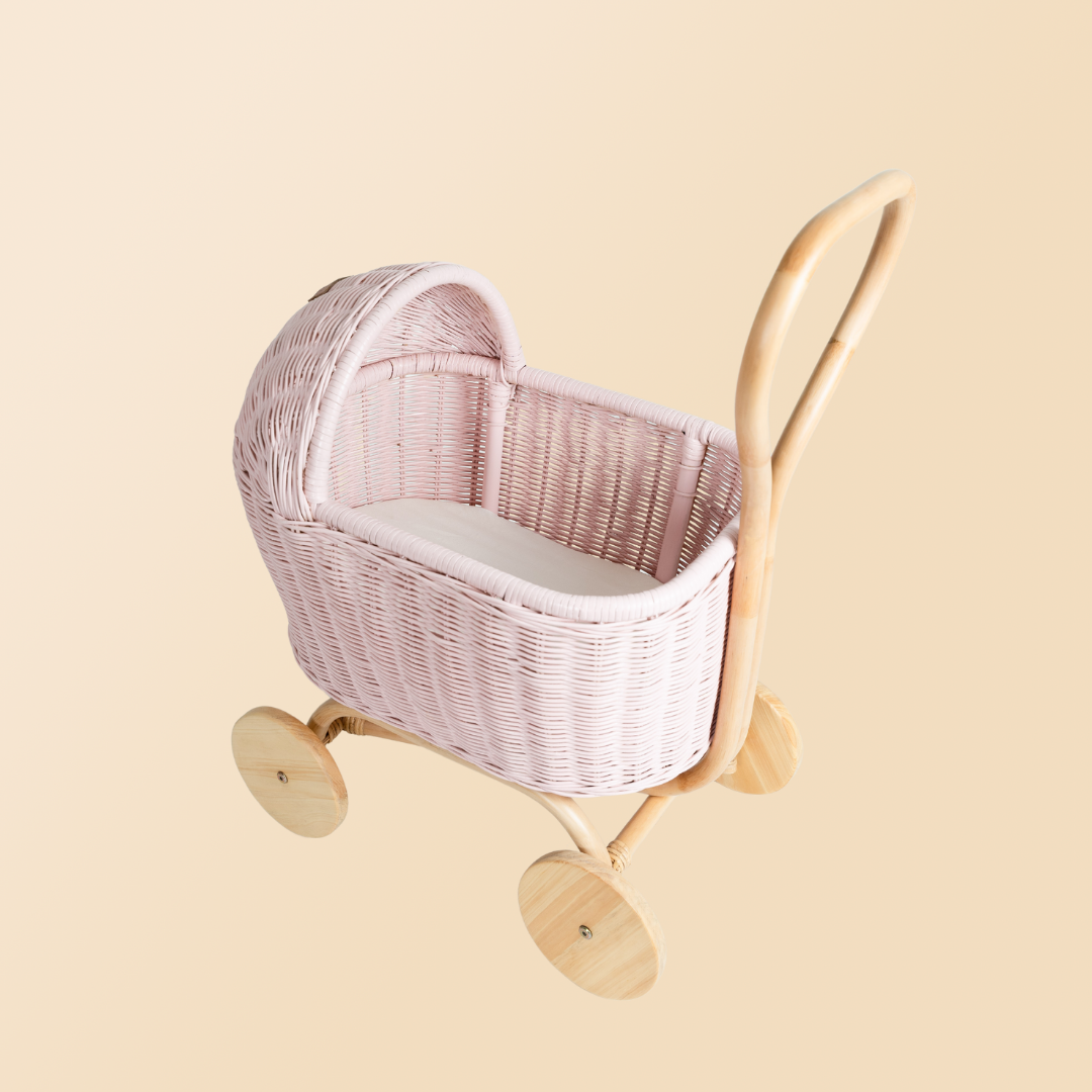 MOMIJI Colette Rattan Doll Stroller - Pink