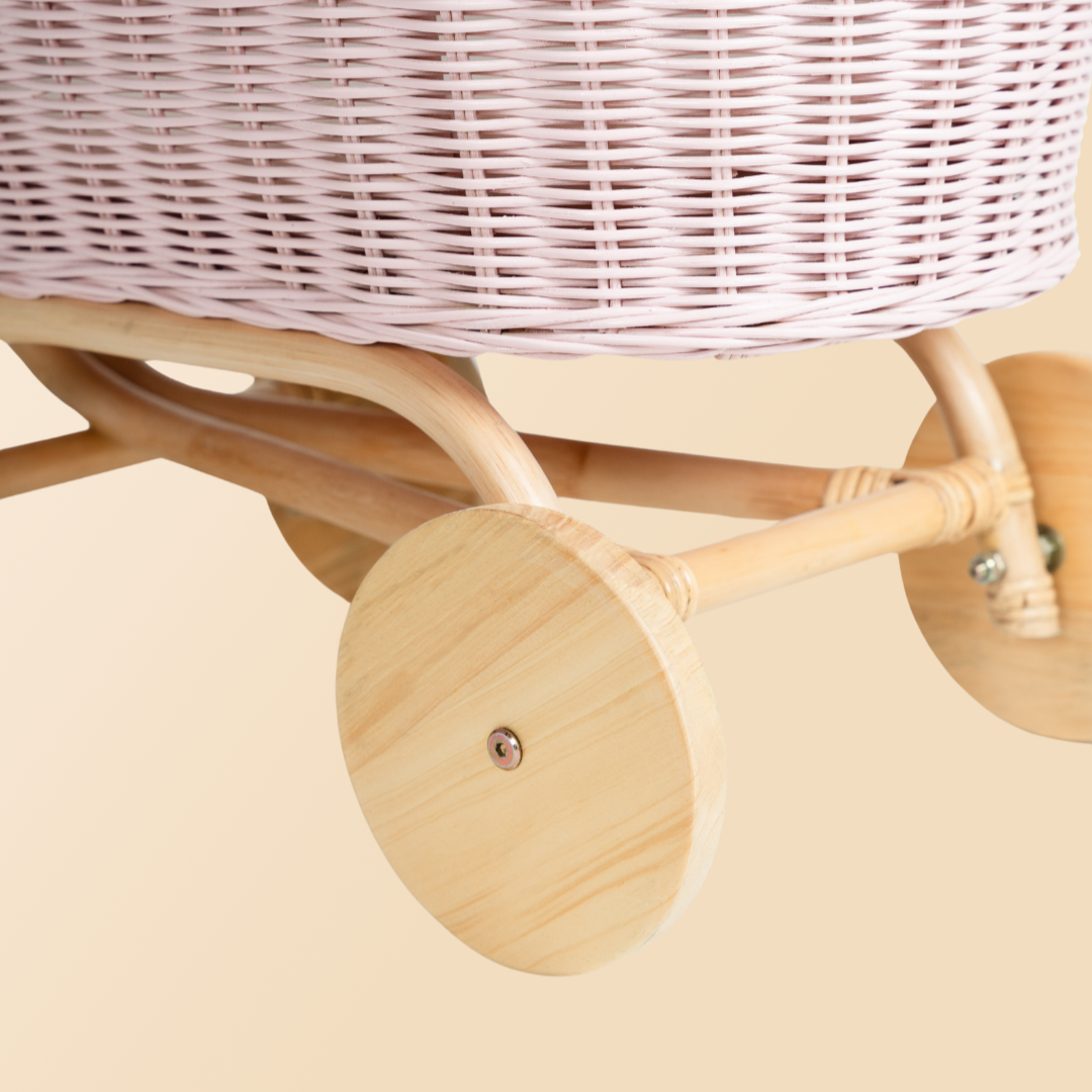 MOMIJI Colette Rattan Doll Stroller - Pink