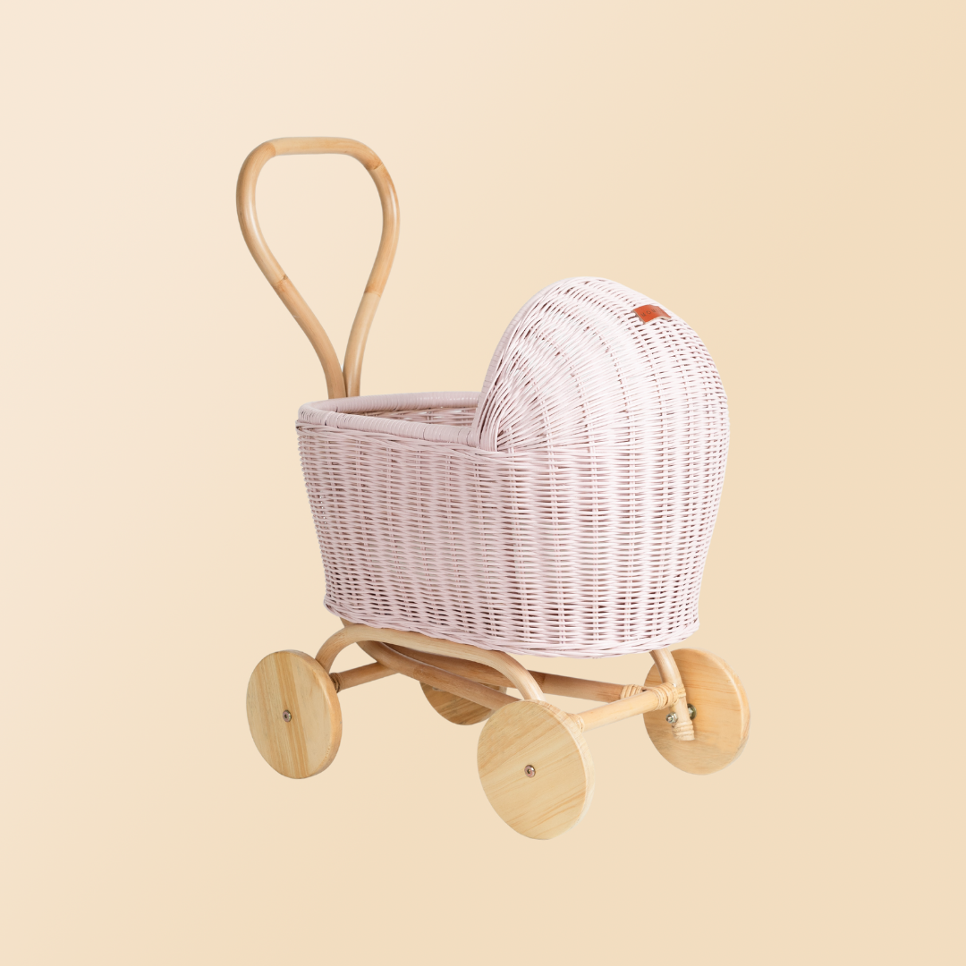 MOMIJI Colette Rattan Doll Stroller - Pink