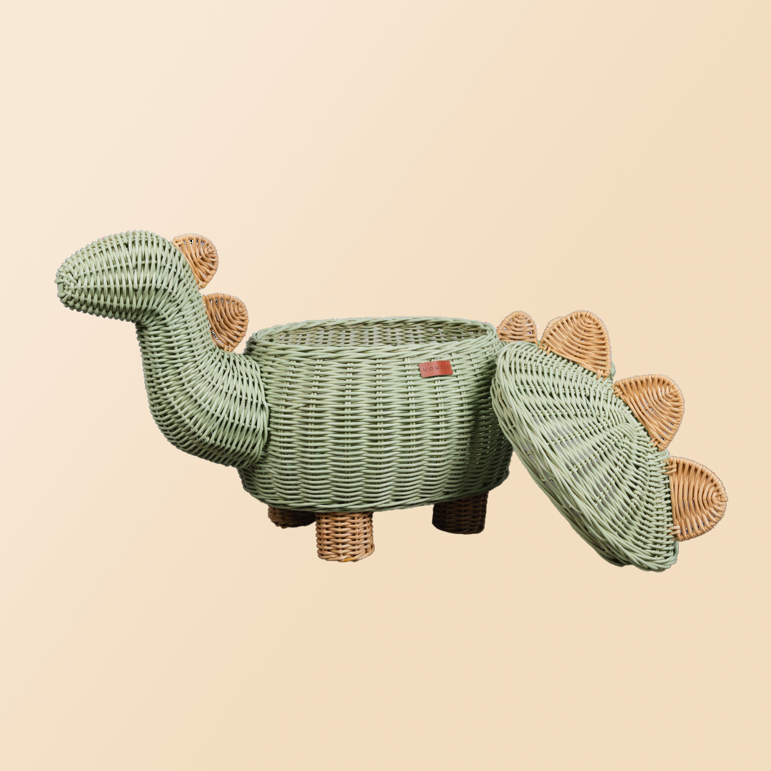 MOMIJI Dinosaur Storage Basket - Extra Large Mint Green