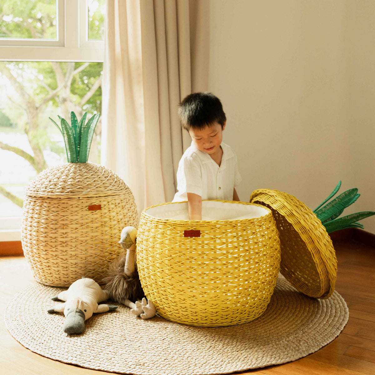 MOMIJI Pineapple Storage Basket Large - Yellow