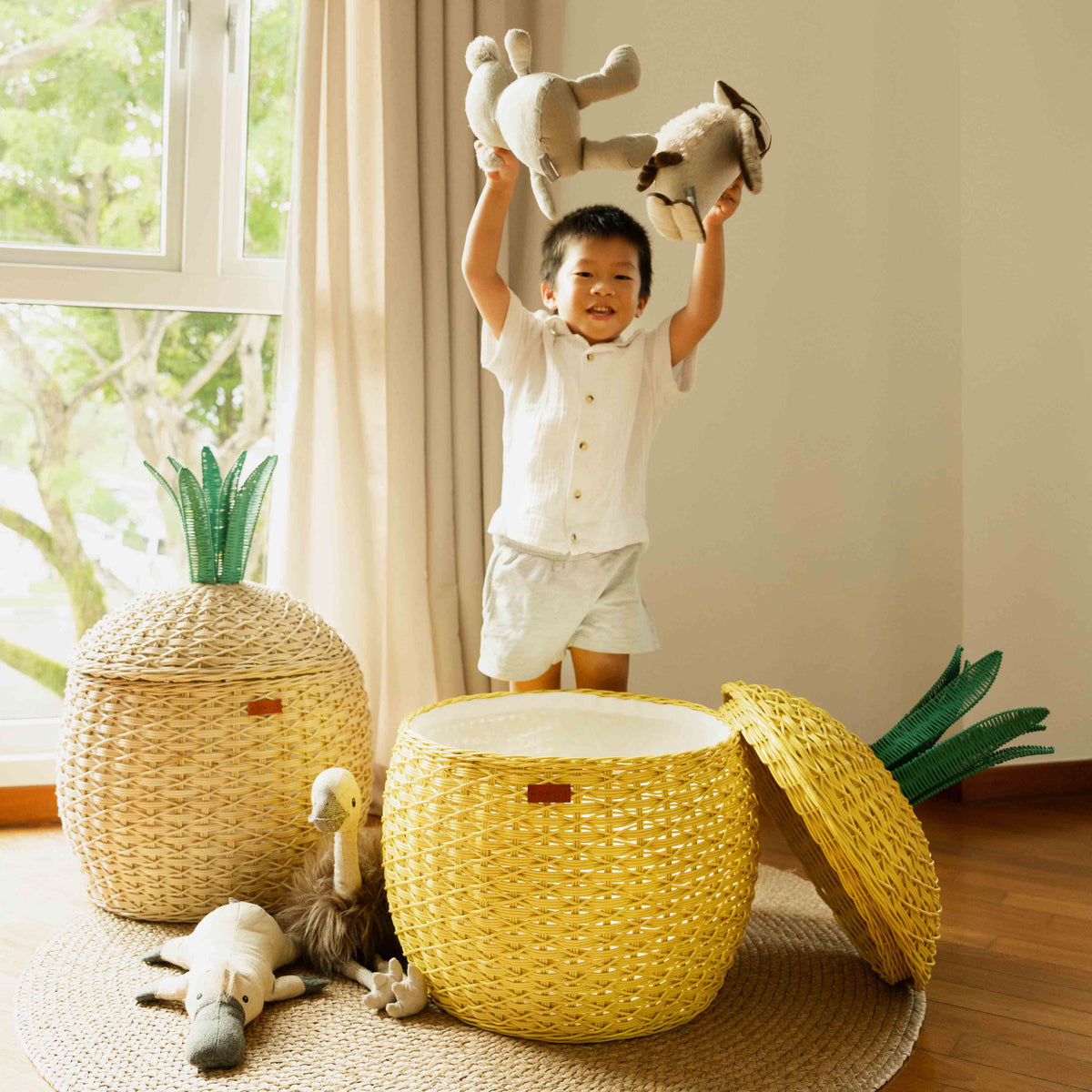 MOMIJI Pineapple Storage Basket Large - Yellow