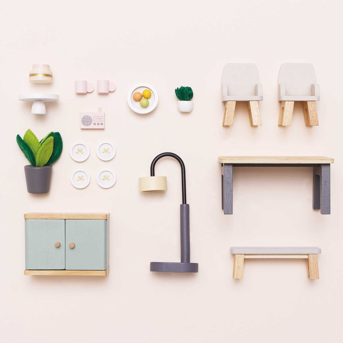 Le Toy Van Wooden Dolls House Dining Room Furniture Set
