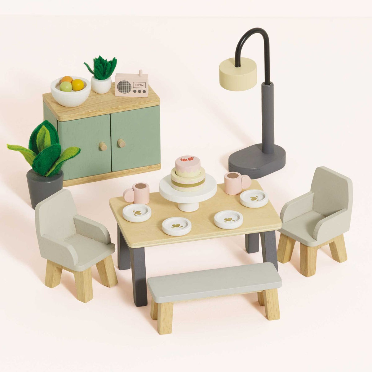Le Toy Van Wooden Dolls House Dining Room Furniture Set