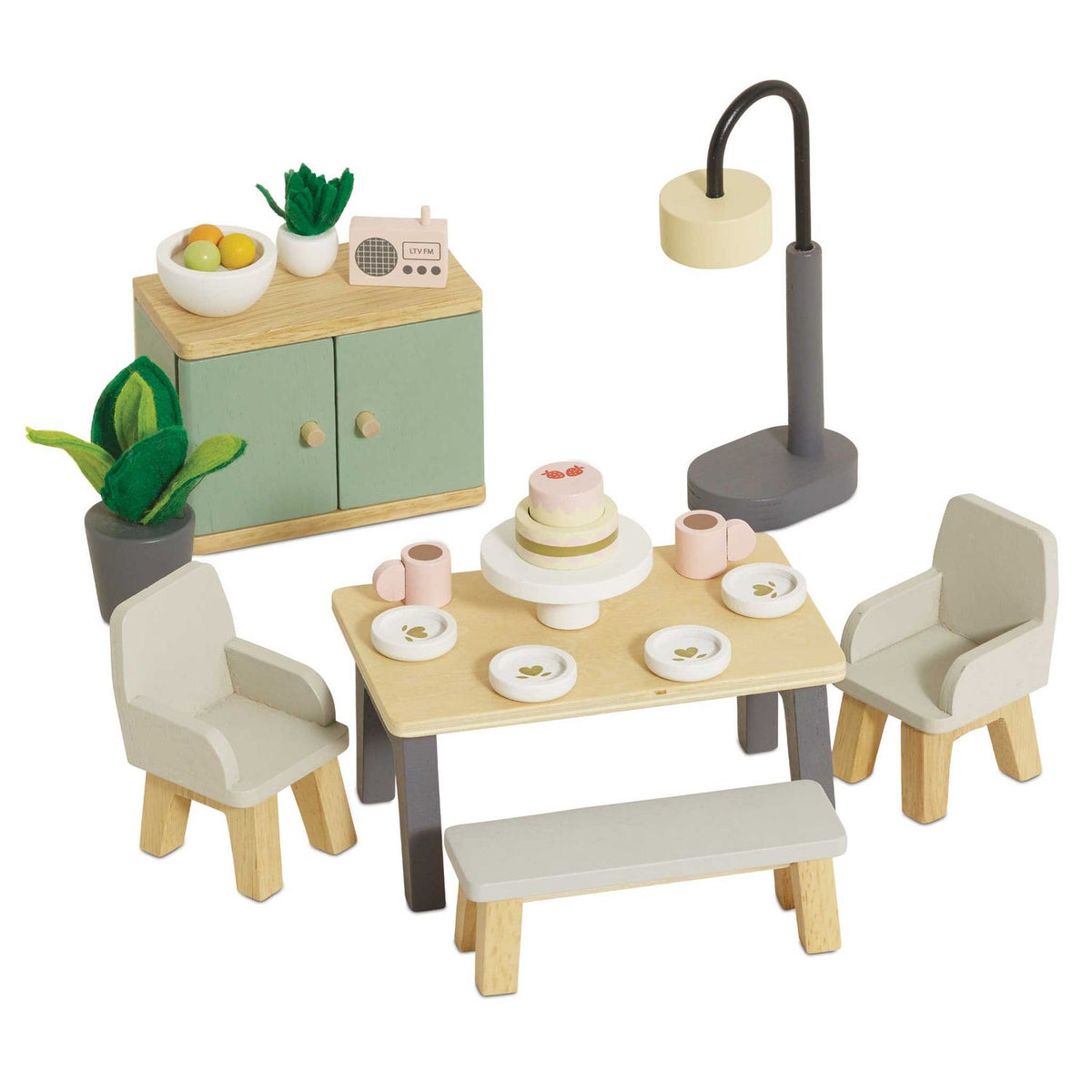Le Toy Van Wooden Dolls House Dining Room Furniture Set