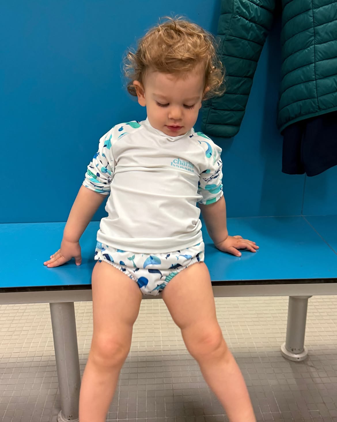 Charlie Banana Rash Guard White + The Whale on White