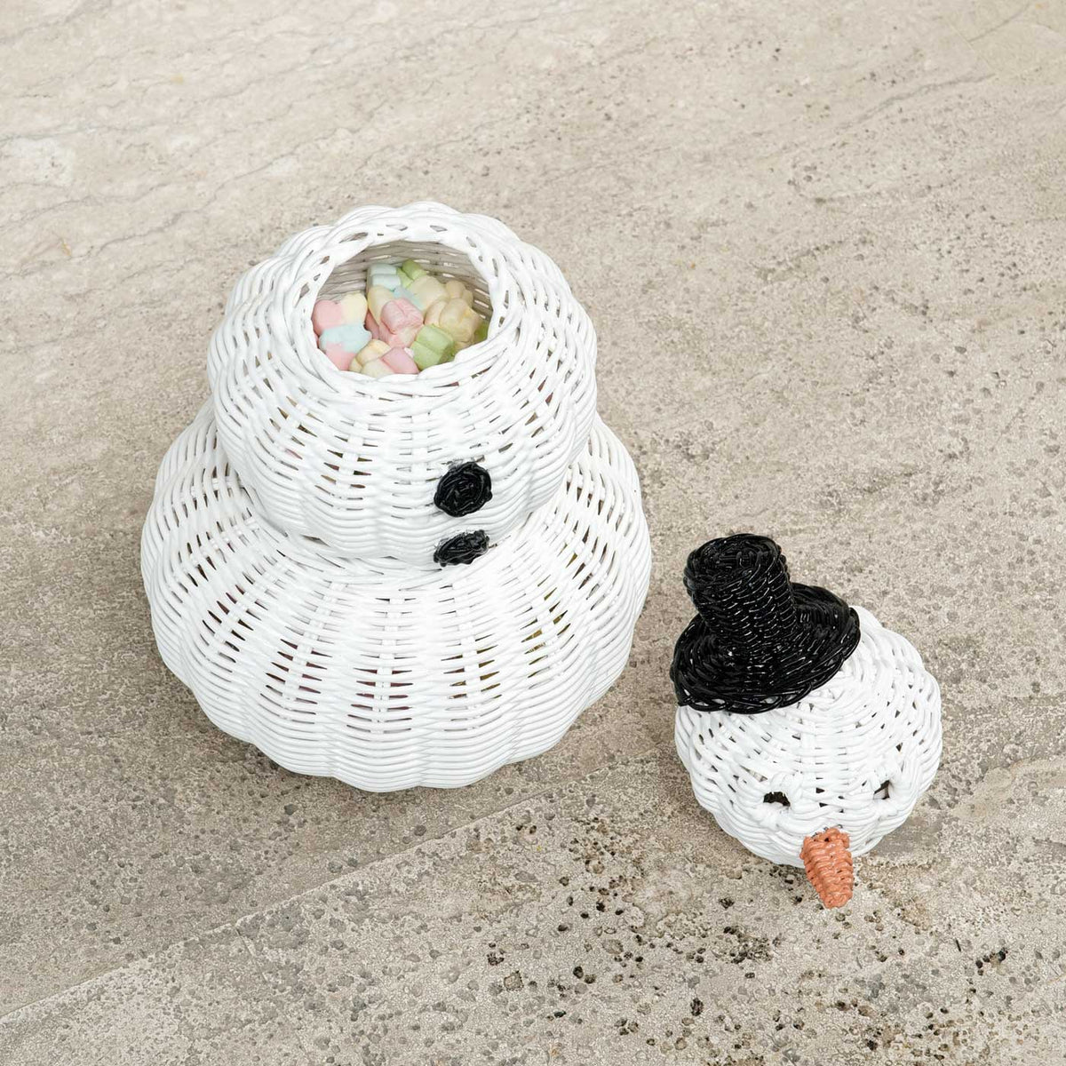 Snowman 3 Tier Rattan Basket