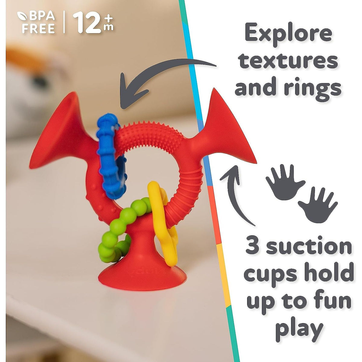 Nuby Silly Suction Three Prong Rings - Red