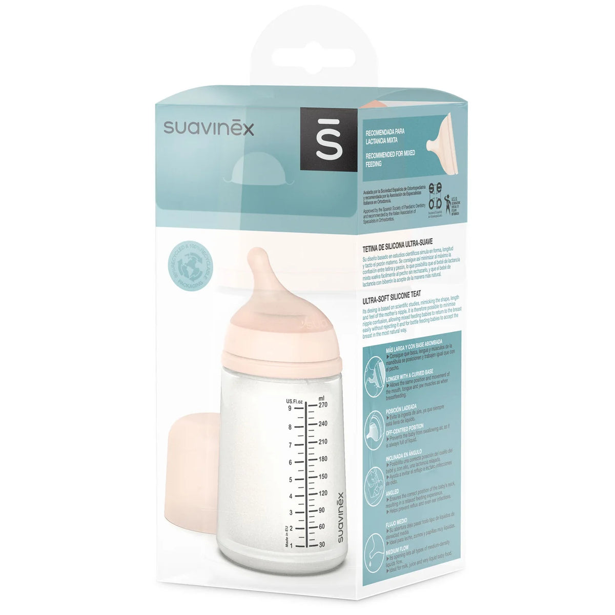 Suavinex Zero Zero Anti-Colic Bottle 270ml - Medium Flow 3+ Months