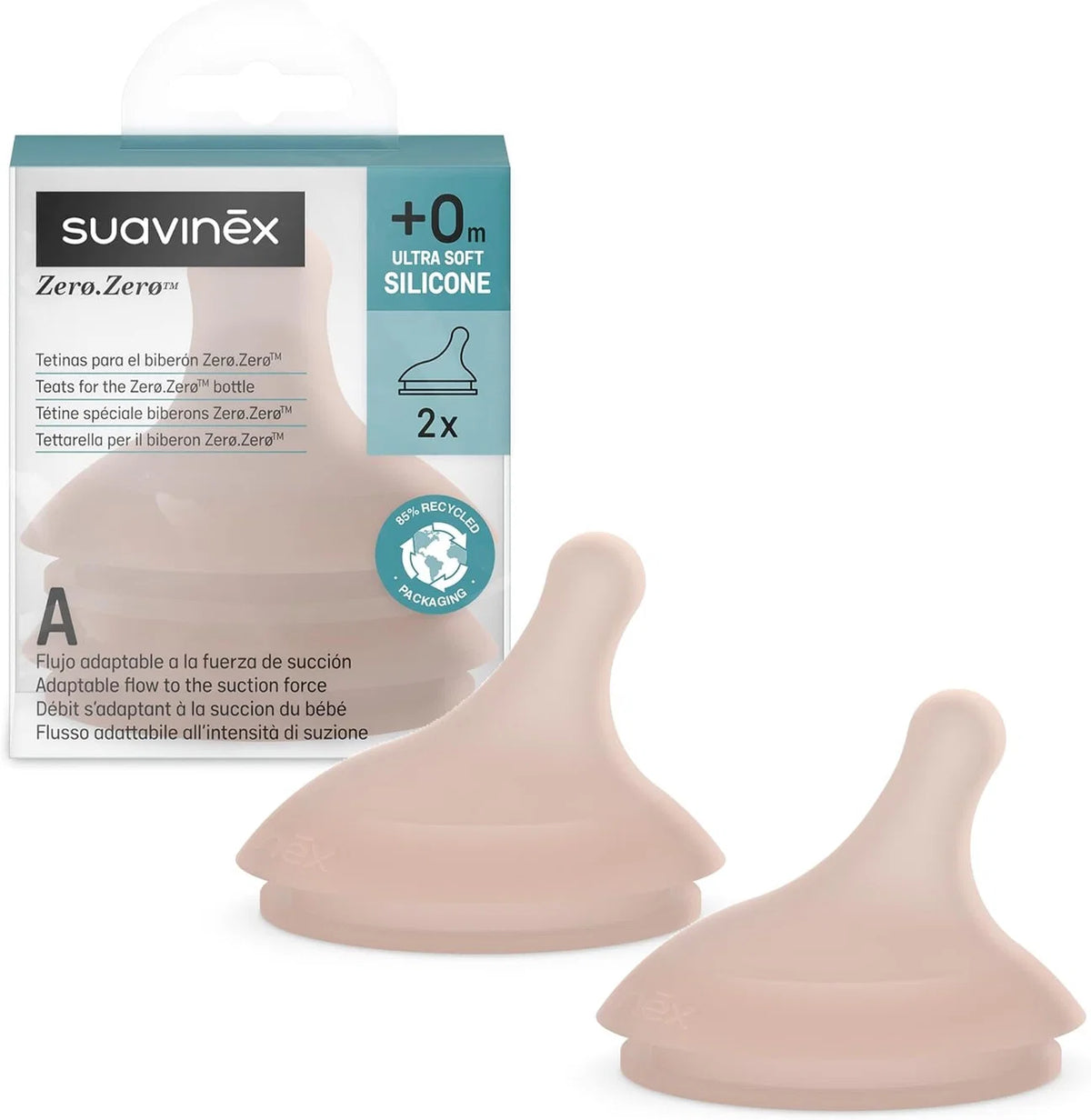 Suavinex Zero Zero Silicone Teat - 2 Pack