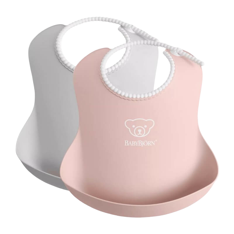 BabyBjorn Baby Bib 2-Pack - Grey/Powder Pink