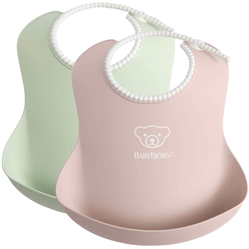 BabyBjorn Baby Bib 2-Pack - Powder Green/Powder Pink