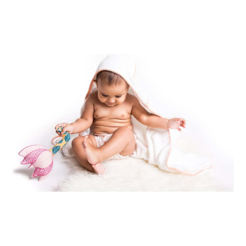 Malabar Baby Bamboo Pom Pom Hooded Towel - Peach