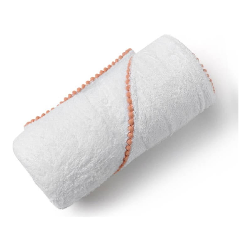 Malabar Baby Bamboo Pom Pom Hooded Towel - Peach