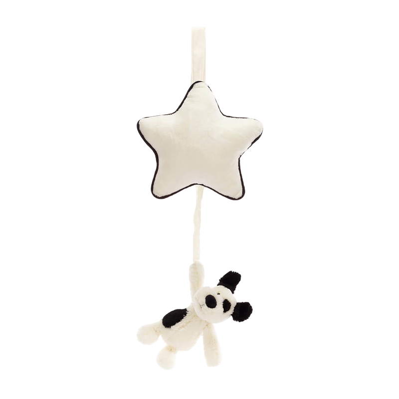 Jellycat Jellycat Bashful Black & Cream Puppy Musical Pull 30x20cm