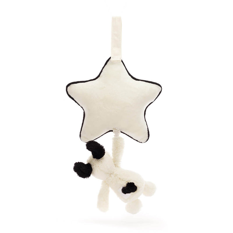 Jellycat Bashful Black & Cream Puppy Musical Pull 30x20cm