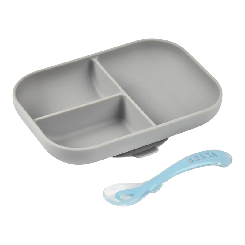 Beaba Divided Silicone Plate and Spoon Set