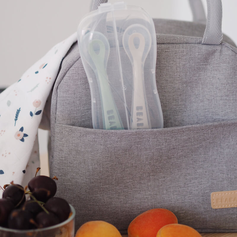 Beaba 2nd Stage Silicone Spoons 2 Pack - Velvet Grey/Sage Green