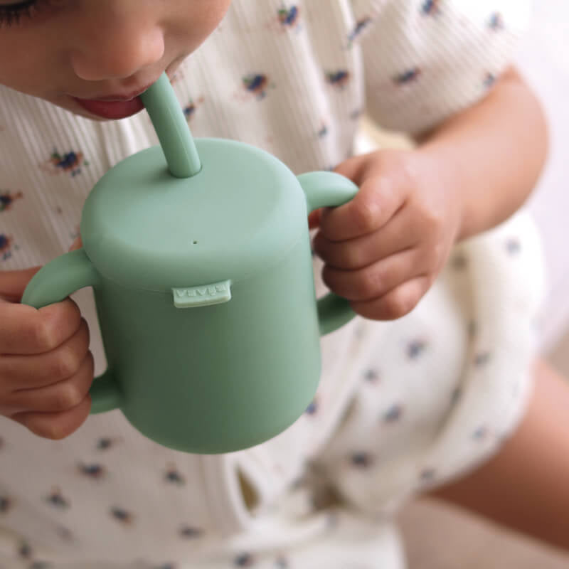 Beaba Silicone Straw Cup - Sage Green