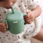 Beaba Silicone Straw Cup - Sage Green