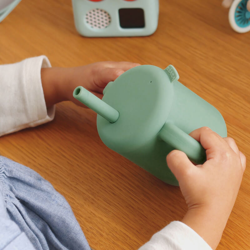 Beaba Silicone Straw Cup - Sage Green