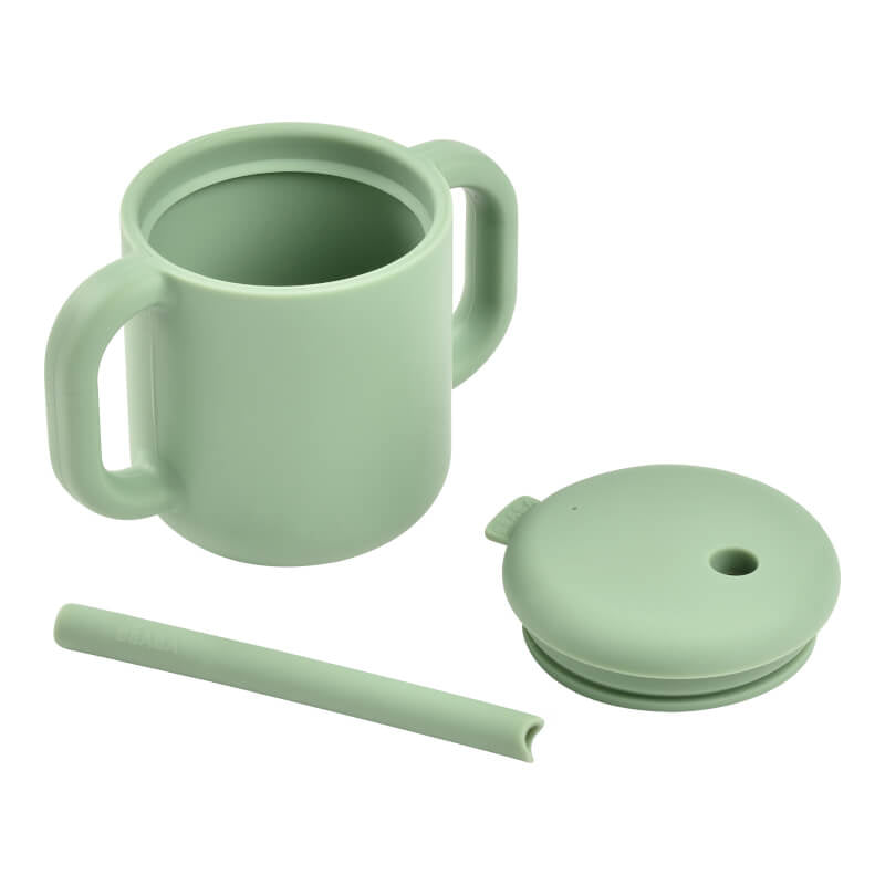 Beaba Silicone Straw Cup - Sage Green