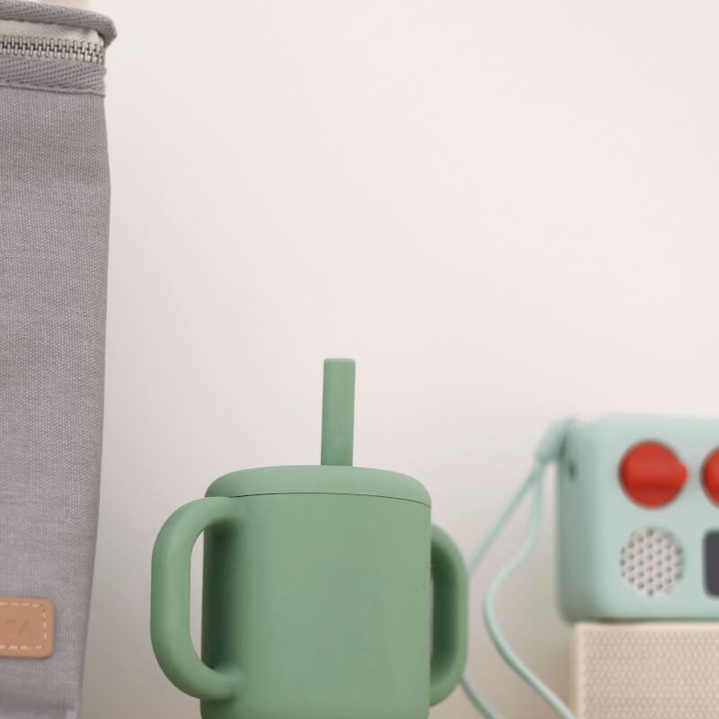 Beaba Silicone Straw Cup - Sage Green