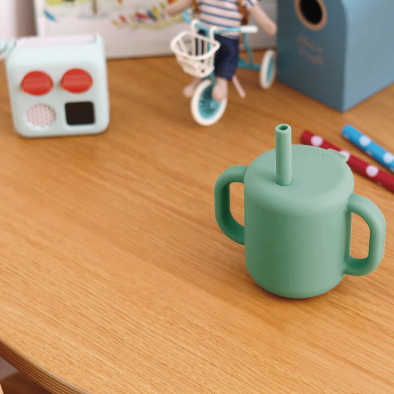 Beaba Silicone Straw Cup - Sage Green