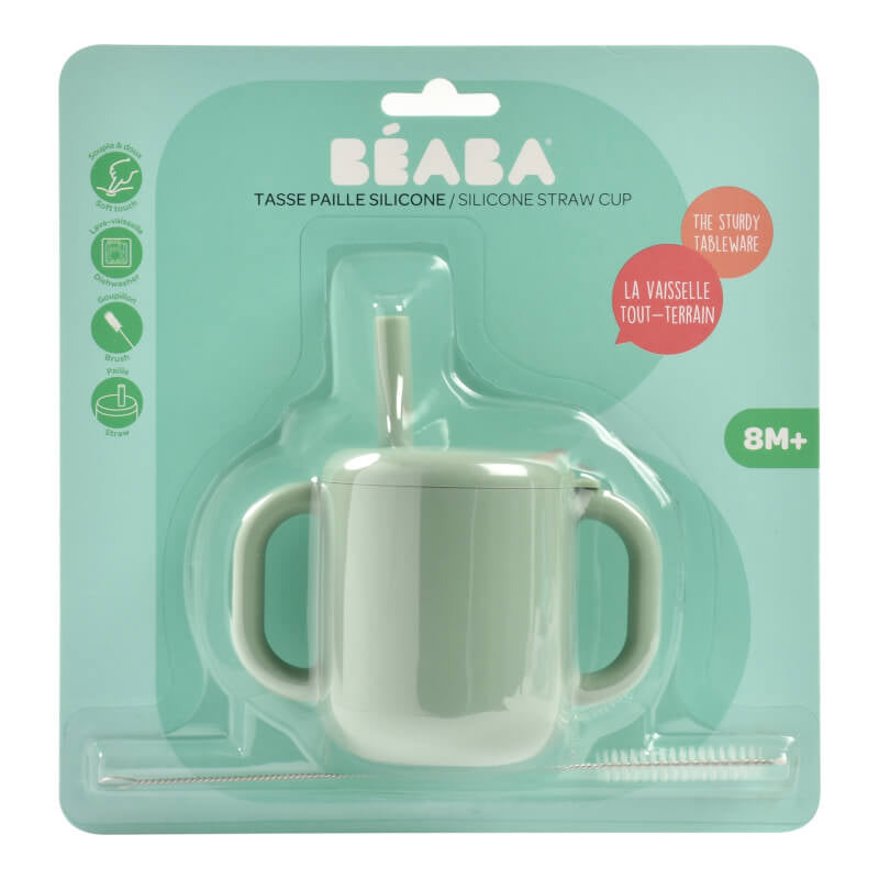Beaba Silicone Straw Cup - Sage Green