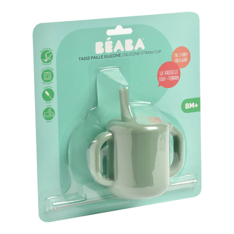 Beaba Silicone Straw Cup - Sage Green
