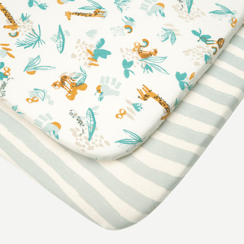 Tutti Bambini Bedside Crib Fitted Sheets 2-Pack - Run Wild