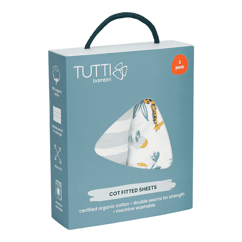 Tutti Bambini Bedside Crib Fitted Sheets 2-Pack - Run Wild