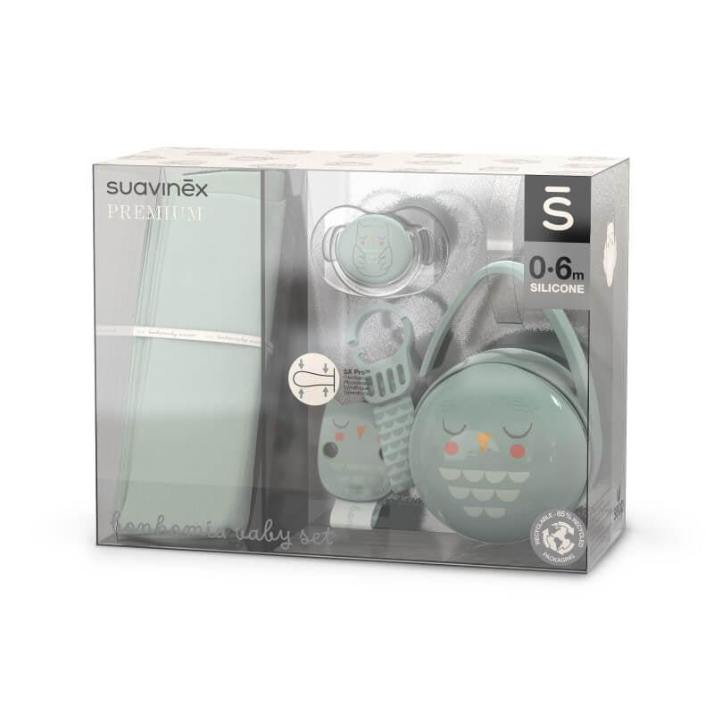 Suavinex Bonhomia Owl Baby 4 piece Gift Set - Green
