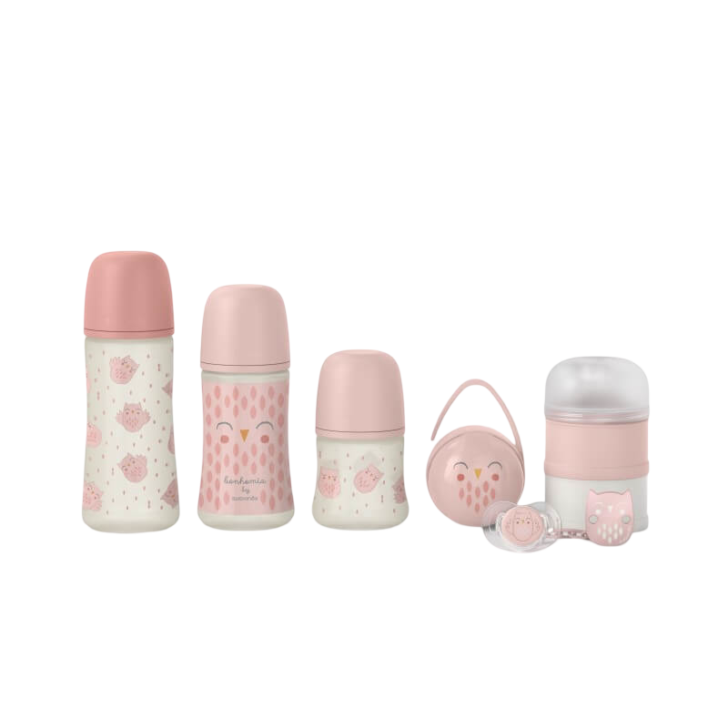 Suavinex Bonhomia Owl Welcome Baby Gift Set 7 Pieces - Pink