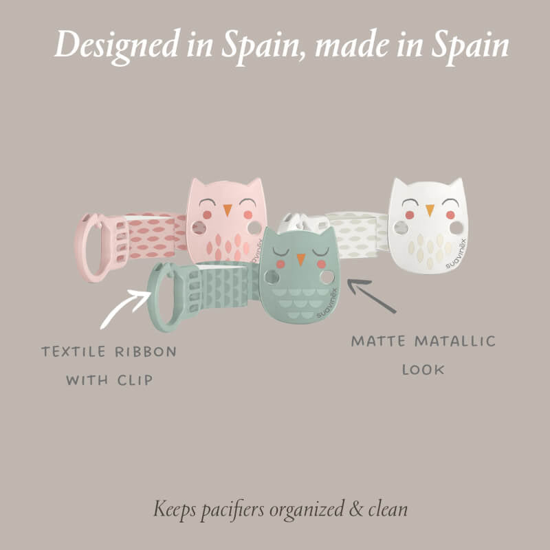 Suavinex Bonhomia Owl Ribbon Soother Clip