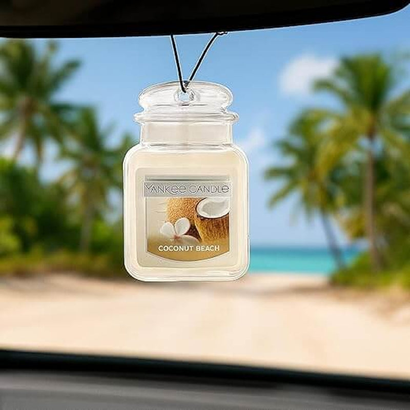 Yankee Candle Car Air Fresheners, Ultimate 3-pack Hanging Car Jar (Coconut Beach)