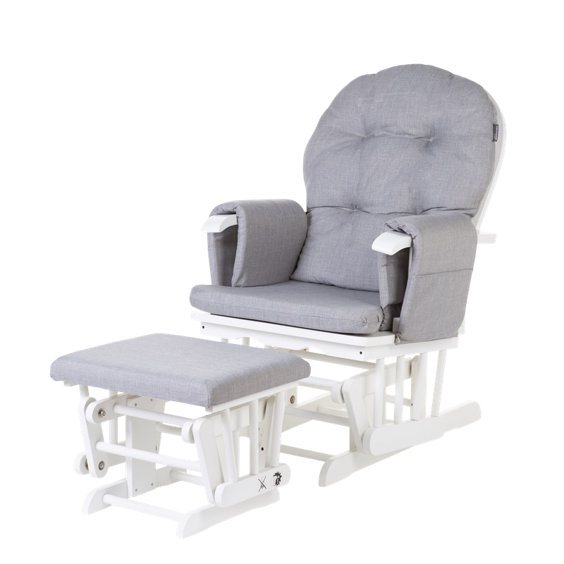 Childhome Gliding Chair Round Beech Canvas - Grey With Footrest