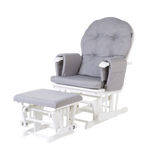Childhome Gliding Chair Round Beech Canvas - Grey With Footrest