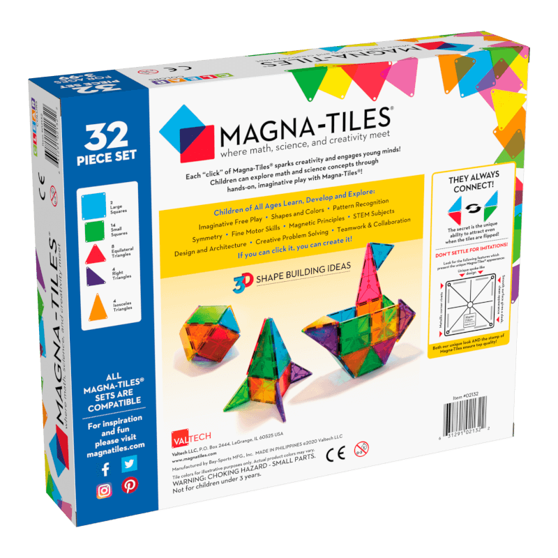 Magna-Tiles Classic Clear Colors 32-Piece Set