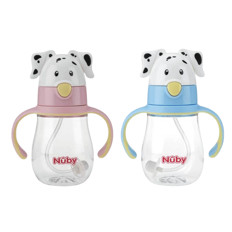 Nuby Dalmatian Tritan Flip It Cup with Silicone Thin Straw (13oz/400ml)
