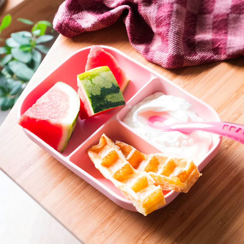 Beaba Divided Silicone Plate and Spoon Set