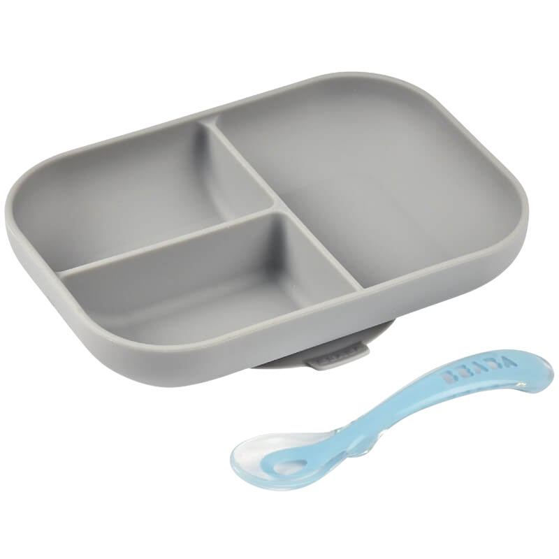 Beaba Divided Silicone Plate and Spoon Set