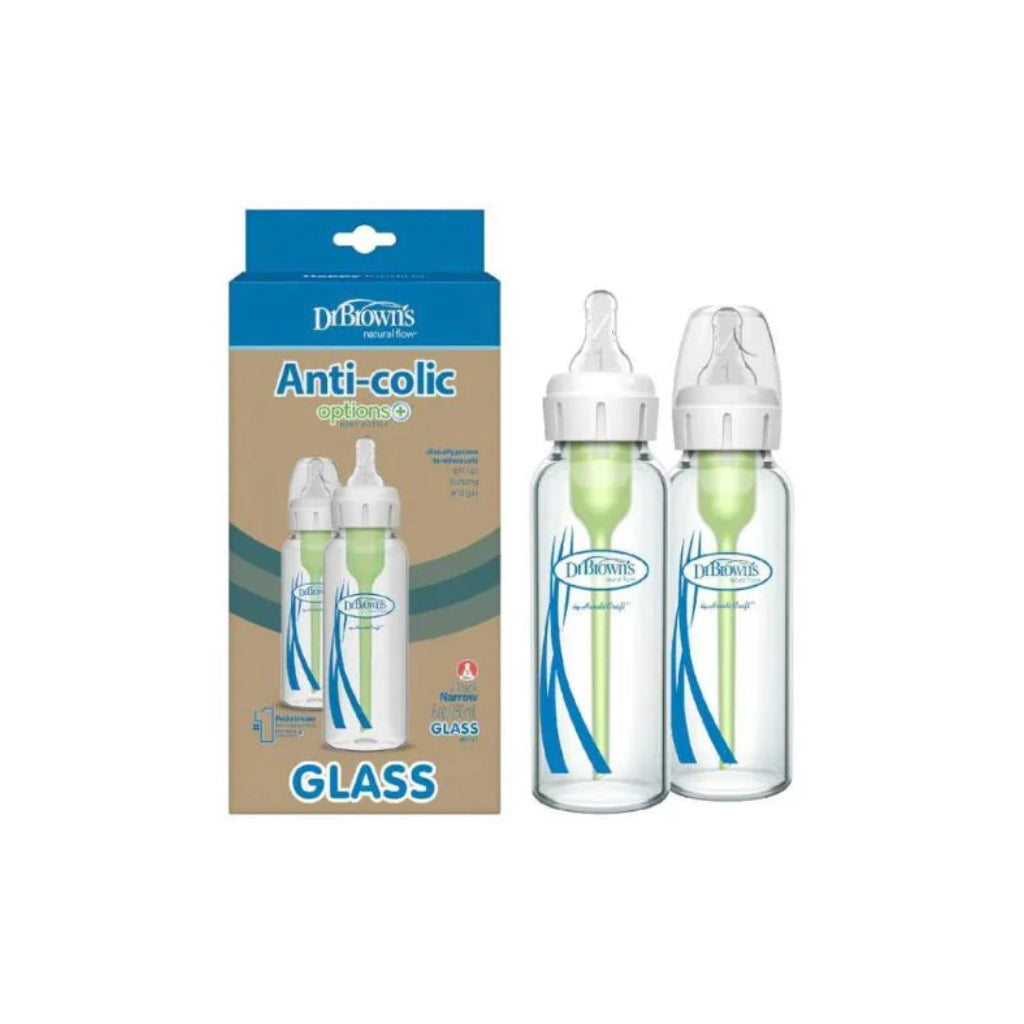 Dr Brown's Narrow Glass Options+ Bottle, 250ml, 2-Pack